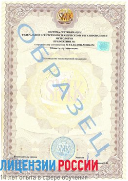 Образец сертификата соответствия (приложение) Котельниково Сертификат ISO 22000